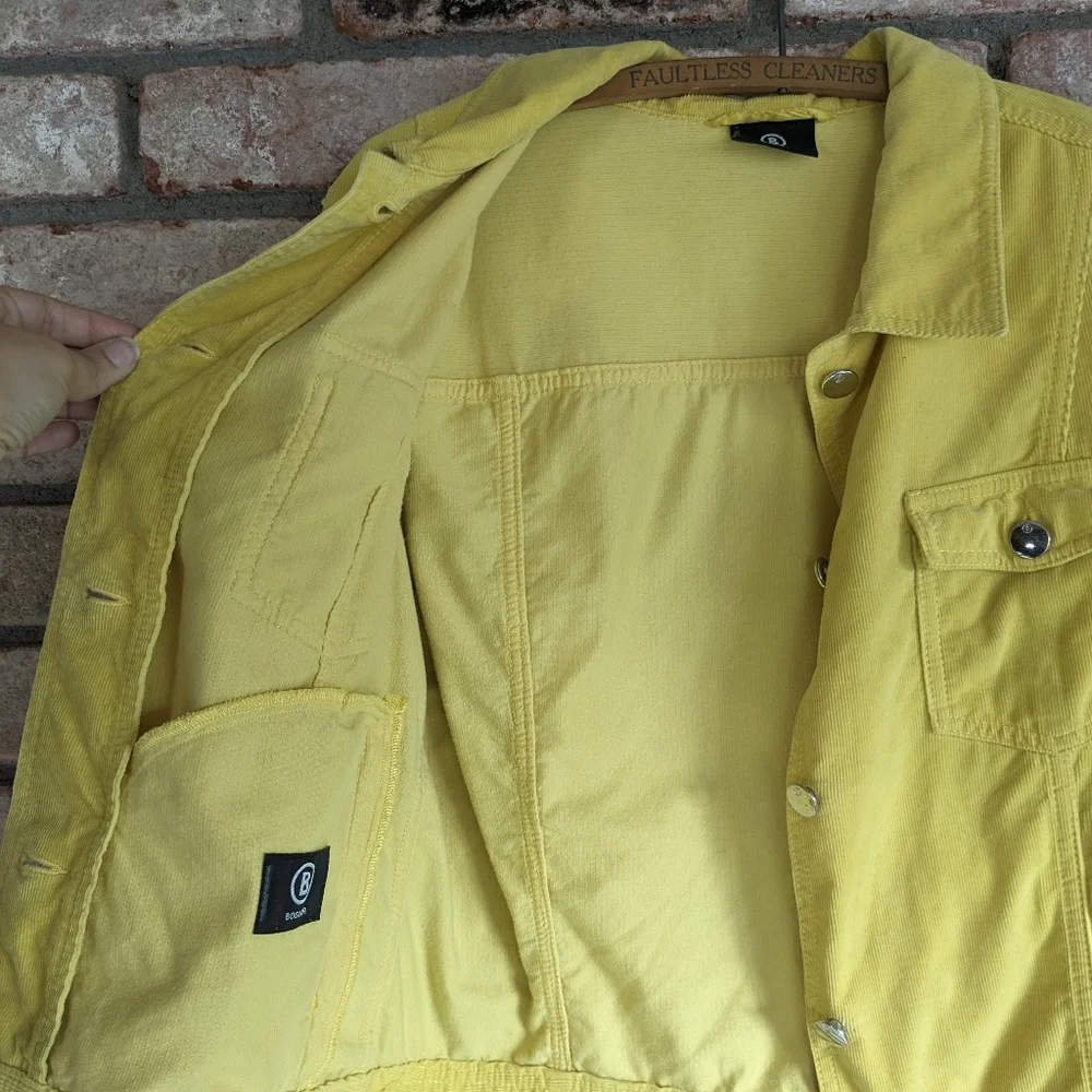 🐤 Bogner Canary Yellow Lightweight Corduroy Jacket Size M - Picture 5 of 8